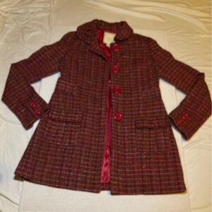 Multicolor Coat with Red Lining